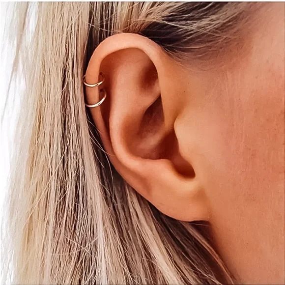 🔴𝟭𝟬/$𝟮𝟱🔴NEW Double Bar Minimalist Ear Cuff Earring - Picture 5 of 16